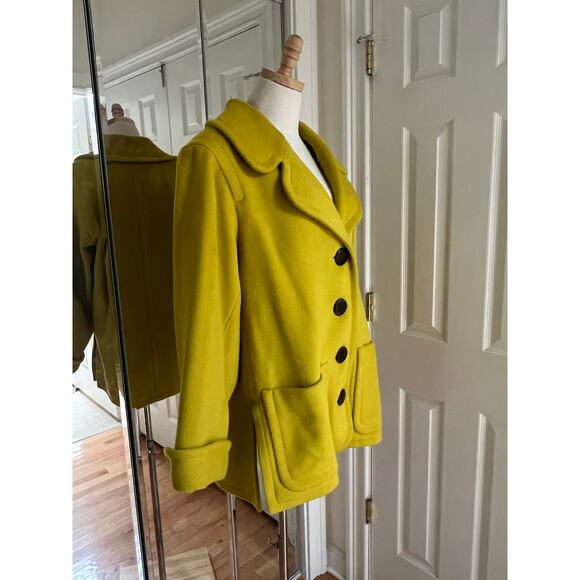 Vintage Yves Saint Laurent YSL Rive Gauche Yellow Wool Coat - Picture 2 of 16